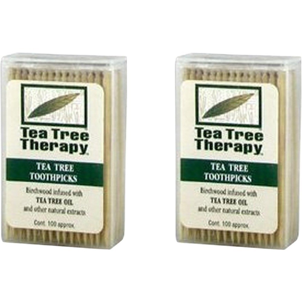 Tea Tree Menthol Toothpicks 100 Count Pack of 2 Fresh Breath Dental Care Oral