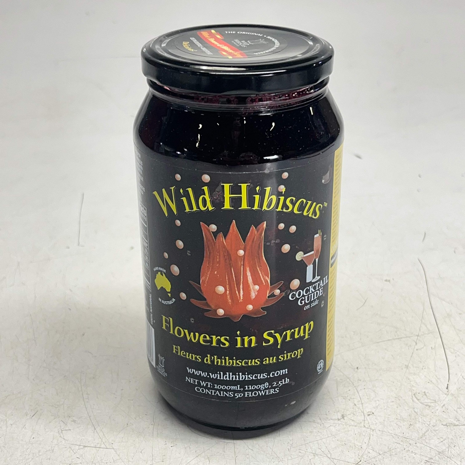 WILD HIBISCUS FLOWER (50 FLOWERS) Wild Hibiscus Flowers In Syrup 2.5lb BB 06/29