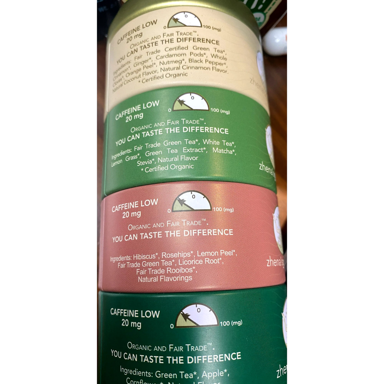 Zhena’s Gypsy Tea – Green Tea Sampler 36g Fig & Flower/Lemon/Coconut Cream/Green