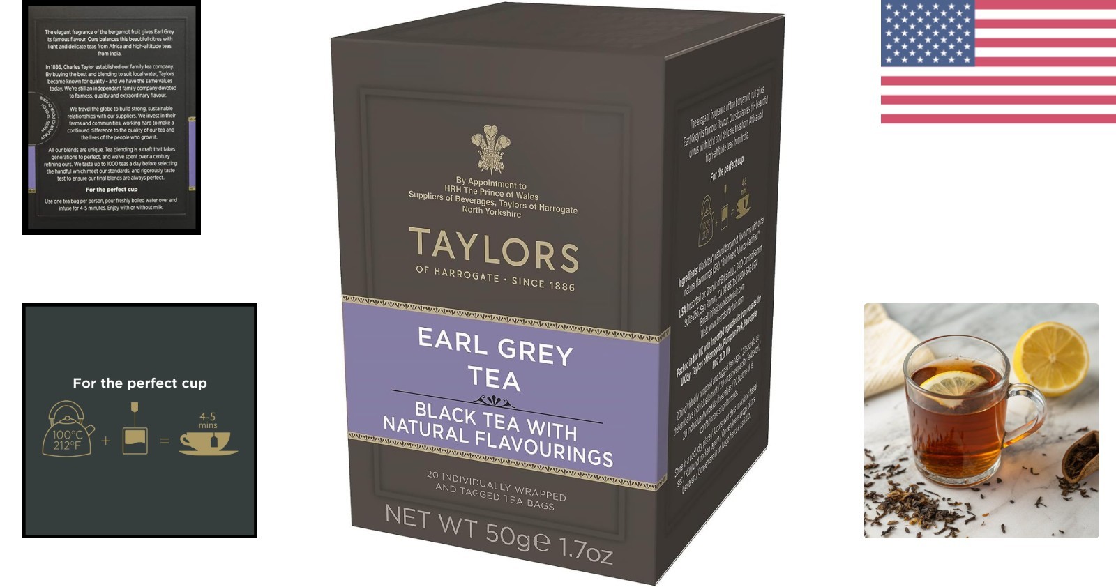 Earl Grey Black Tea – 20 Elegant Individually Wrapped Bags for Iced or Hot