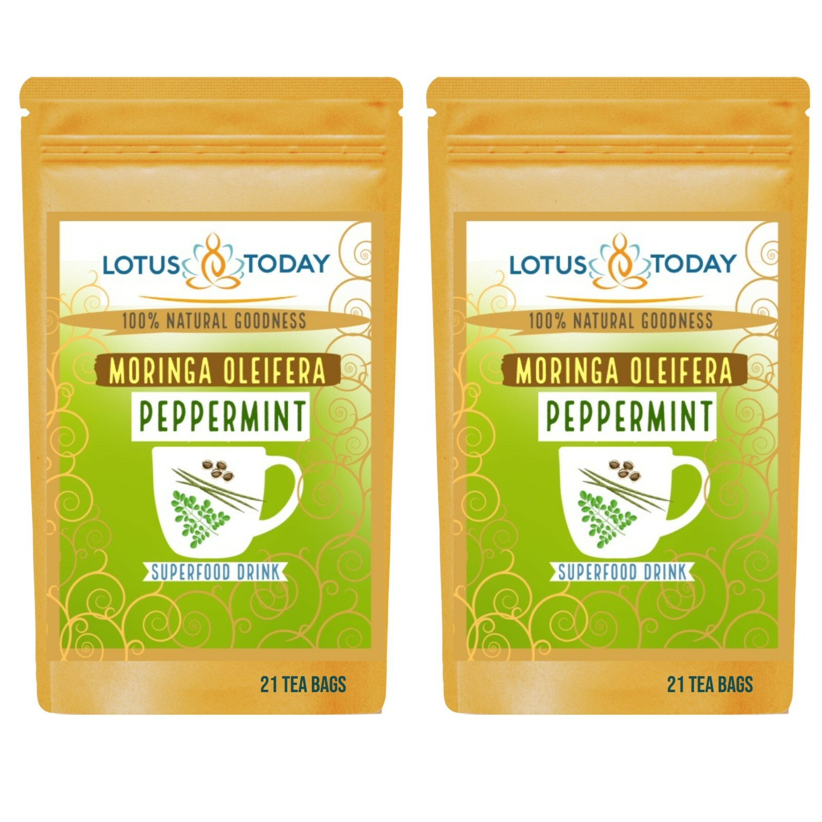 Peppermint Tea with Moringa Leaf, Energy Boost, Diet and Wellness 63 Tea Bags