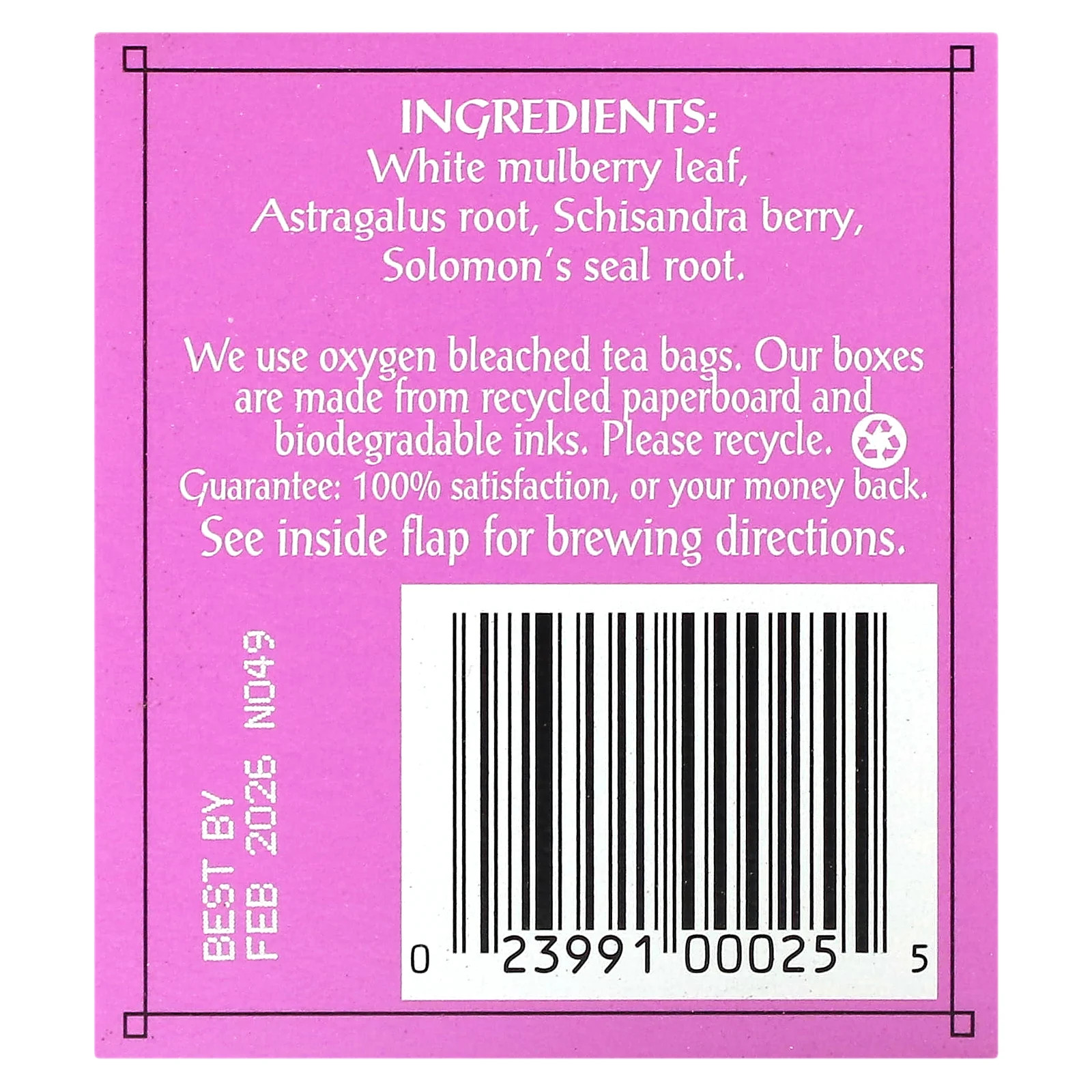Mulberry Leaf Tea, 20 Tea Bags, 1.16 oz (33 g)