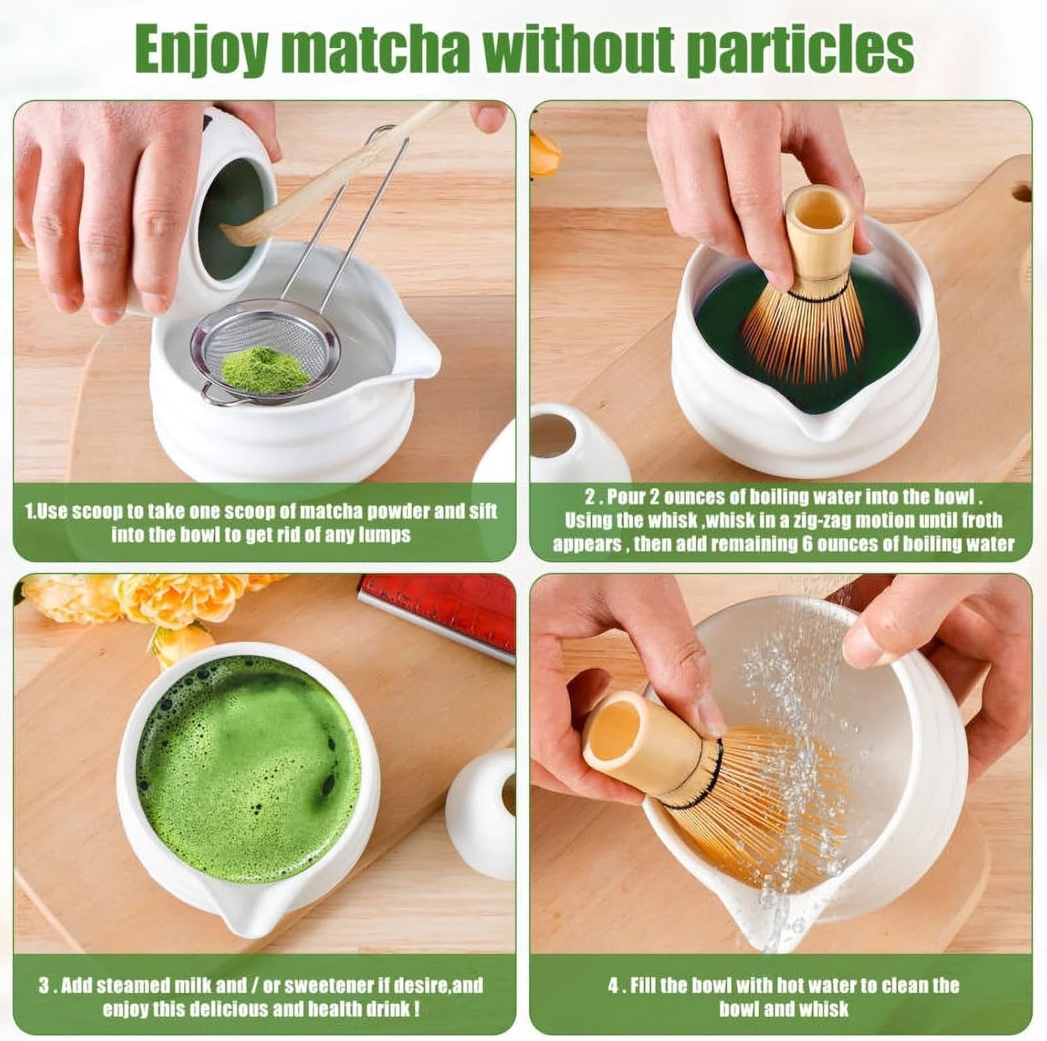 7Pcs Matcha Whisk Set for Tea Lovers – Ceramic Matcha Tea Set with Bamboo Whisk