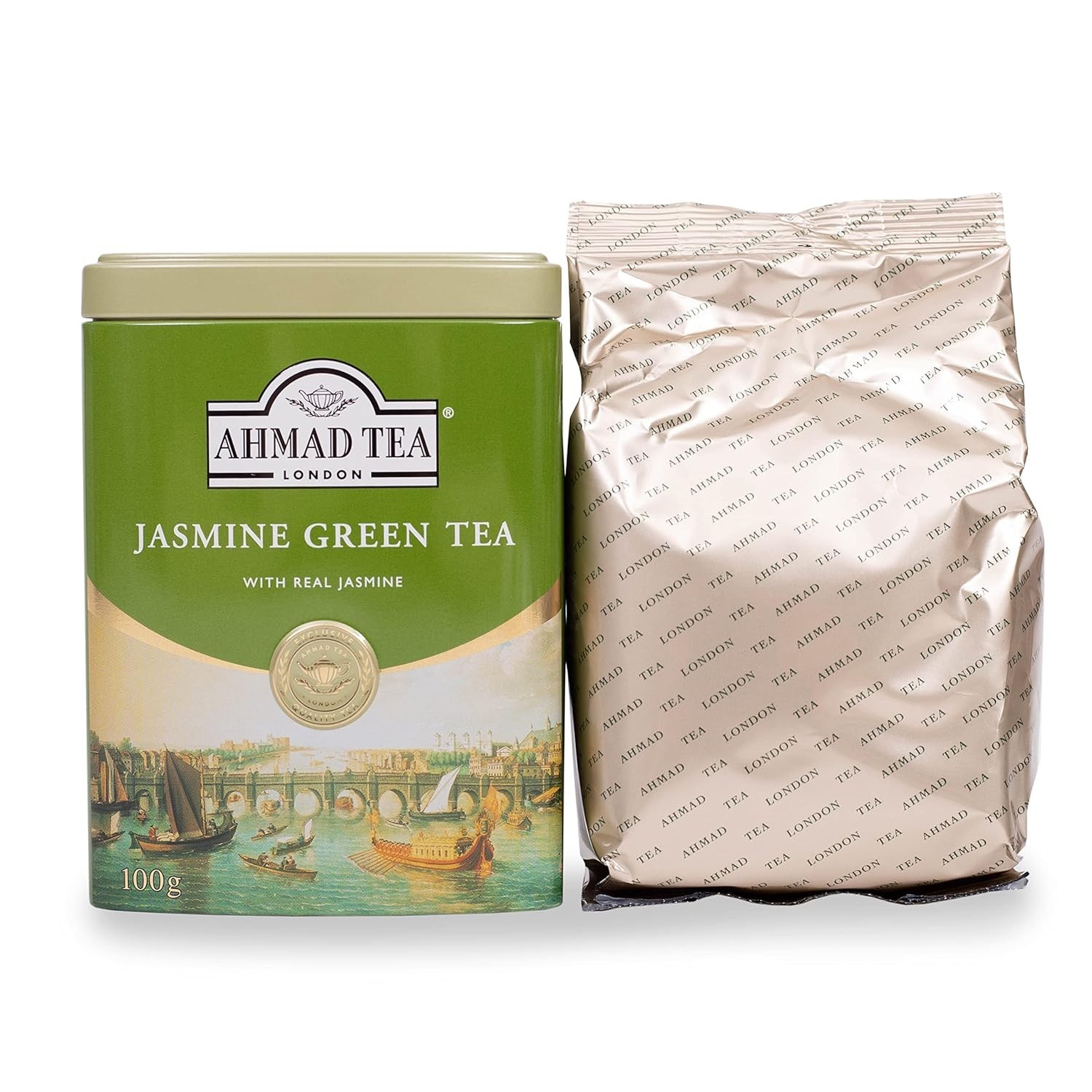Ahmad Jasmine Green Tea – 3.53 Ounce Loose Leaves for Immunity & Heart Health