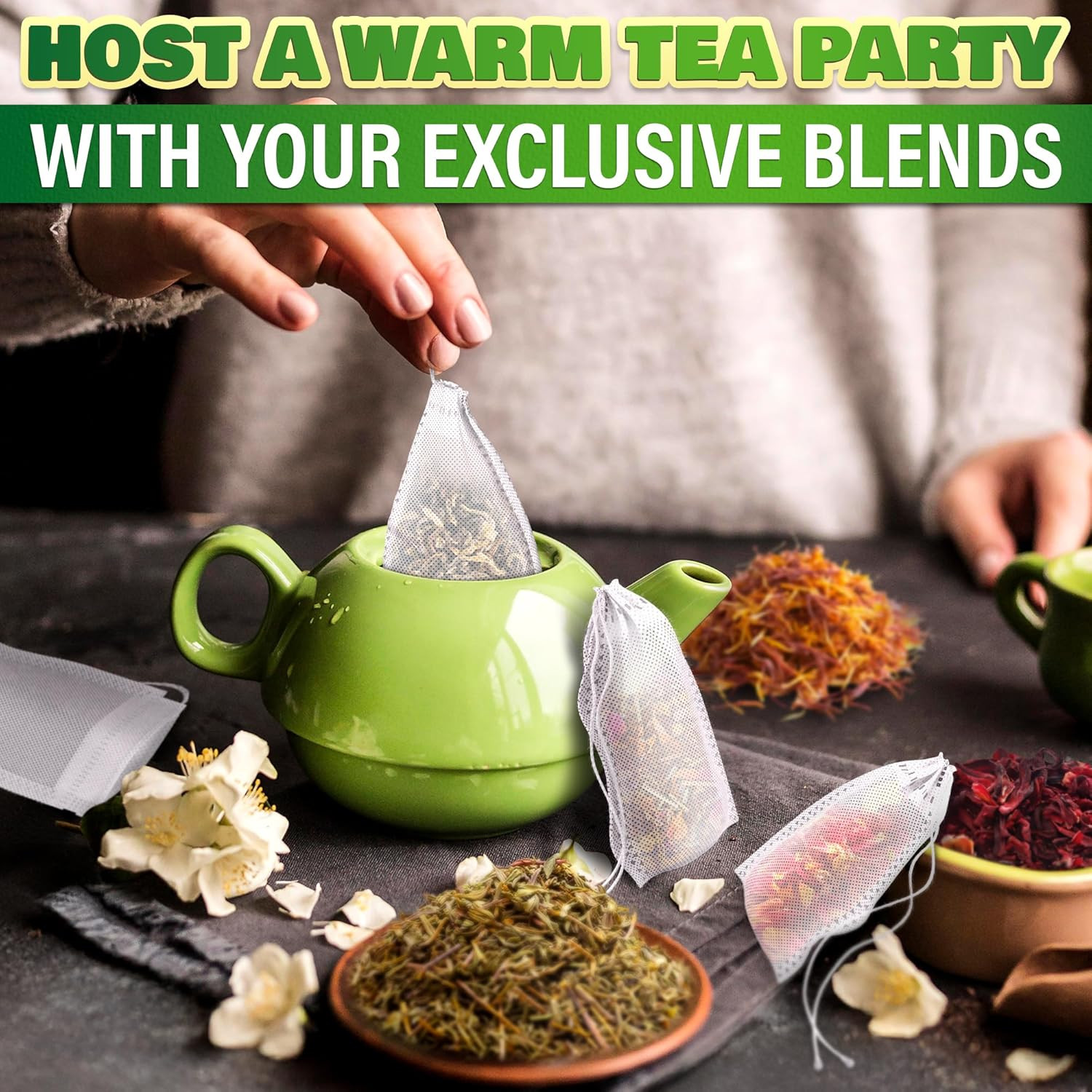 400 Pcs Disposable Tea Bags for Loose Leaf Tea – 3.62 X 2.76 Reusable Teabags Ma