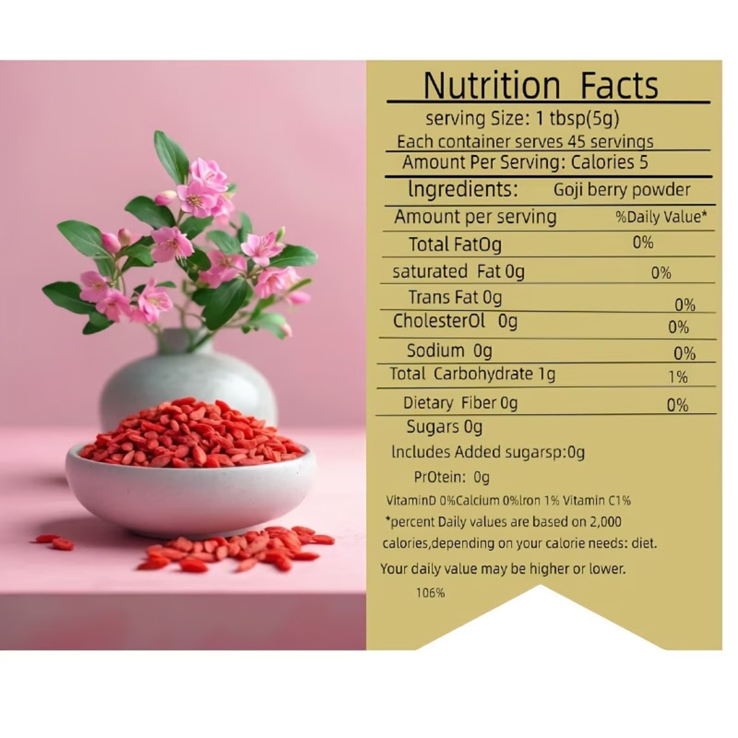 Natural High-Quality Goji Berry Powder Fine Texture and Rich Flavor Vegan