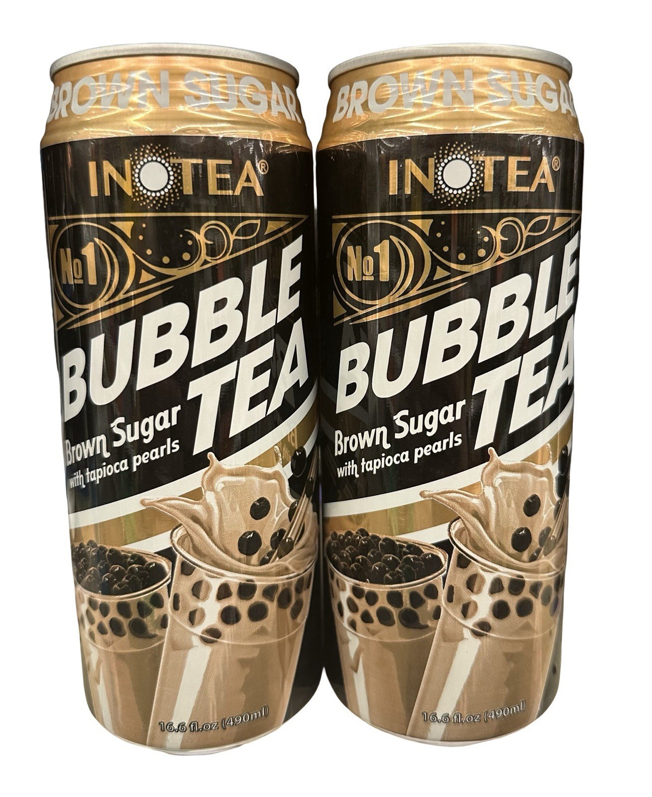 INOTEA Bubble Tea Brown Sugar with Tapioca Pearls 2 Pack 16.6 fl oz Each