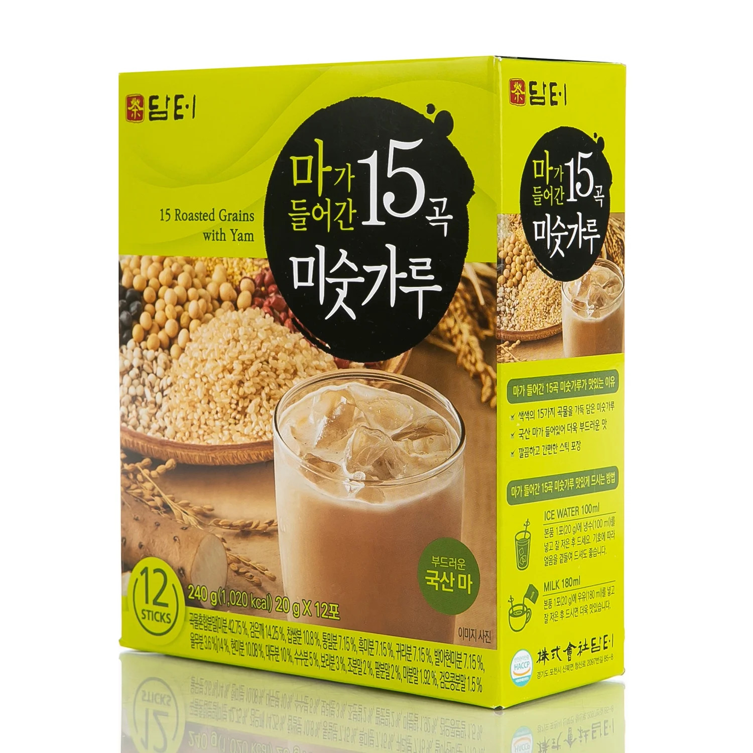Damtuh 15-Grain Roasted Grain & Yam Misugaru Powder Drink Mix, 20g Sticks (12 C