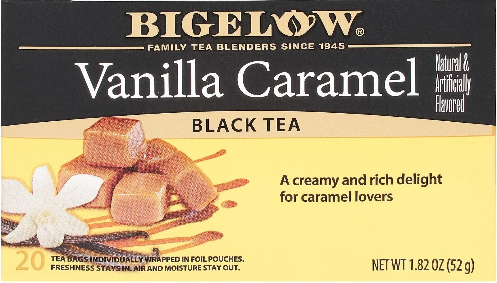 Bigelow Vanilla Caramel Black Tea – 20 tea bags, BB: 06/27