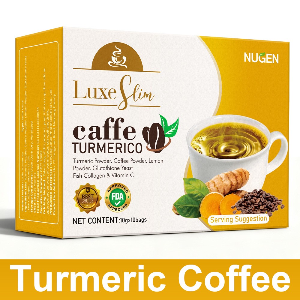 4-in-1 Tea Bags Turmeric Coffee Lemon Powder,Glutathione,Fish Collagen&VitaminC