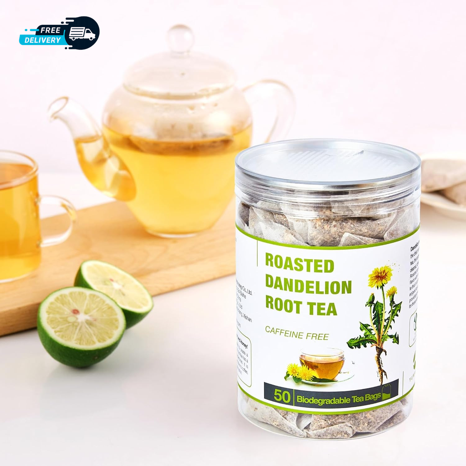 50 Bags Roasted Dandelion Root Tea Bags 2.5/Bags Natural Dried Dandelion Root