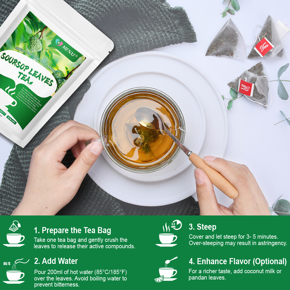 Soursop Tea Bags 100% Natural Graviola Leaves, Hoja Guanabana Tea, Caffeine Free