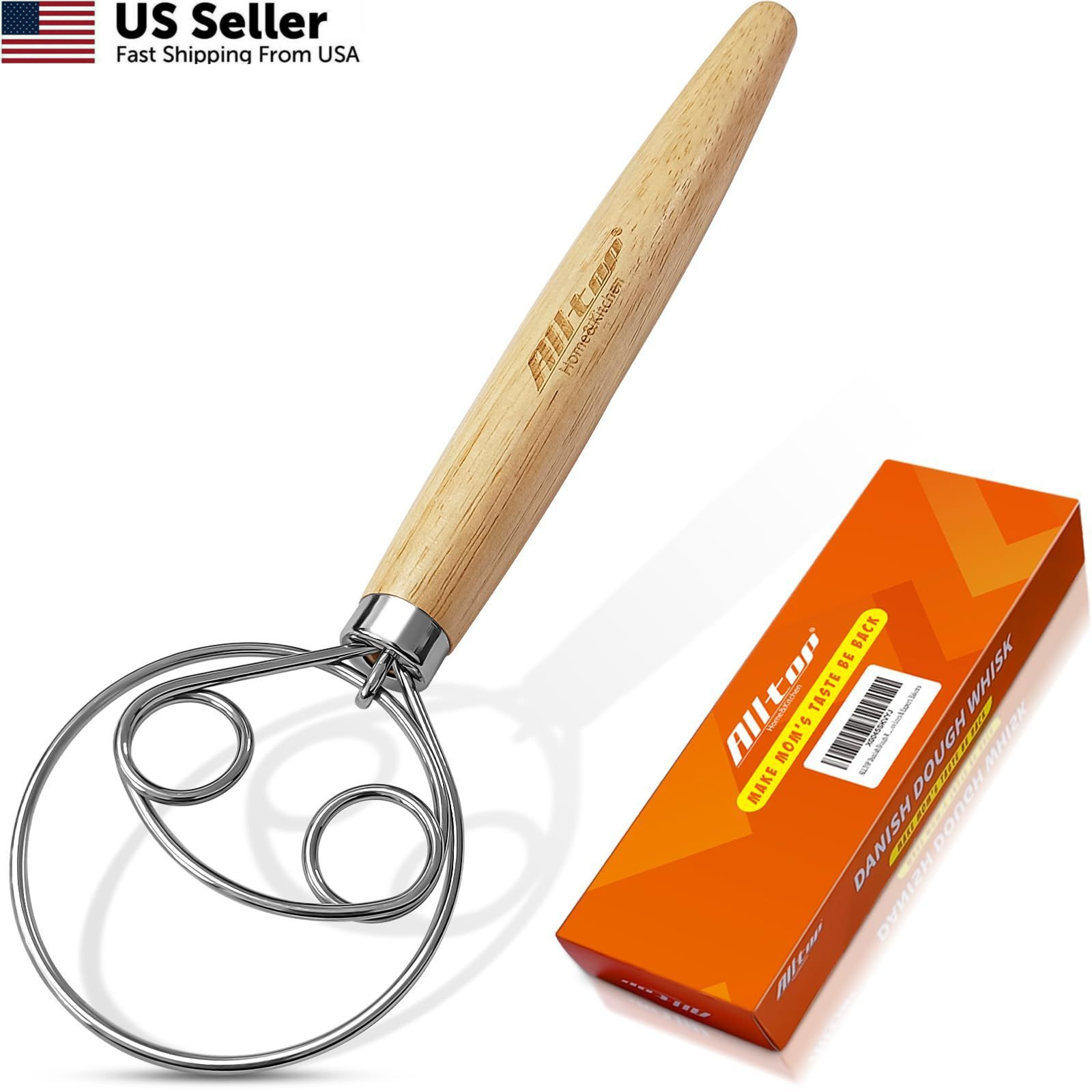 ALLTOP Stainless Steel Danish Dough Whisk Dutch Mixer Sourdough Bread Making Too
