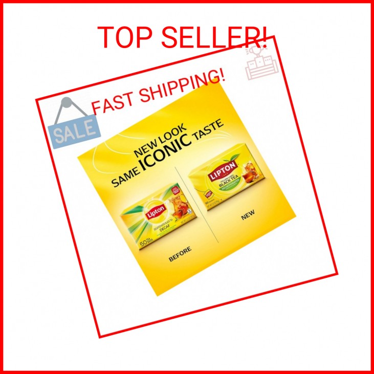 Lipton Decaf Black Tea Bags, Hot or Iced Caffeine Free Tea, 50 Tea Bags