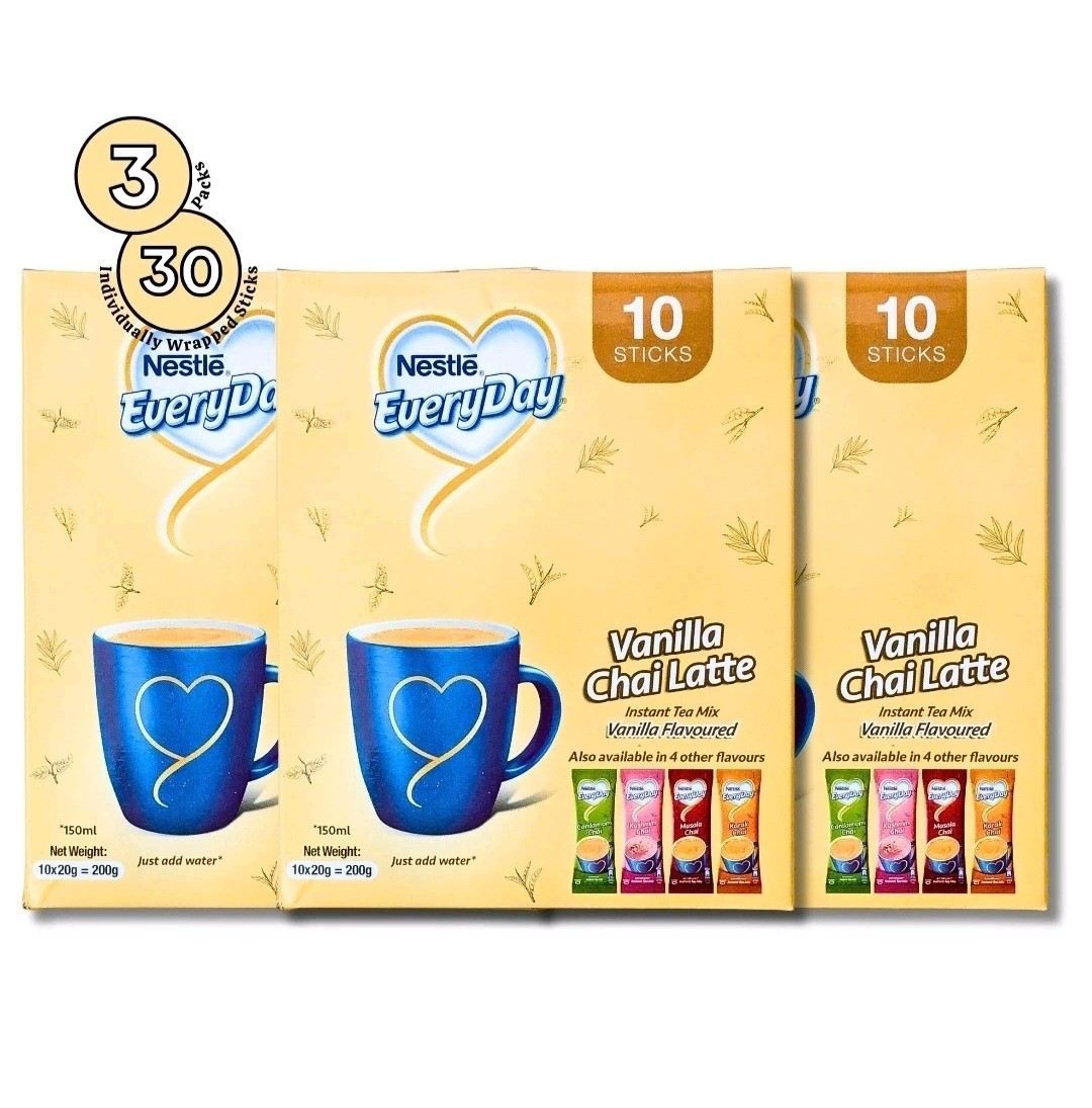 Nestle Everyday Vanilla Chai Latte Instant Tea Mix (3 Pack Offer – 30 Sticks)