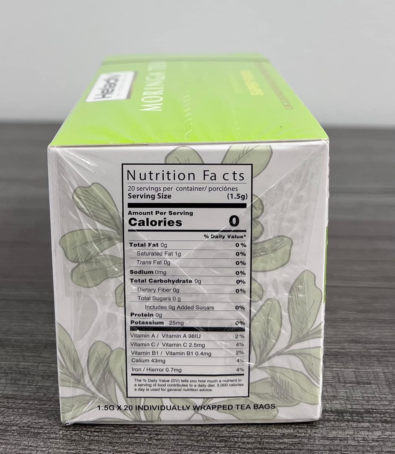 20 Individually Sealed Moringa Tea Bags – Herbal Energy & Stress Relief