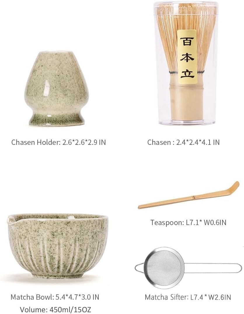 Matcha Set – Match Bowl and Whisk, 15 OZ, Matcha Scoop | Matcha Whisk Stand (Cha