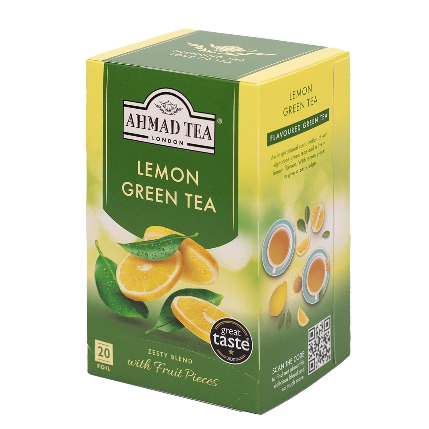 English Teas, “Lemon Green Tea” – Tagged & Aluminium Foil Enveloped Teabags