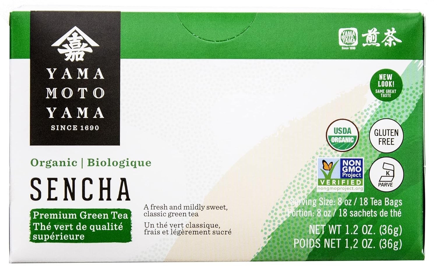 Yamamotoyama Organic Sencha Green Tea Bag 18 ct Pack of 6