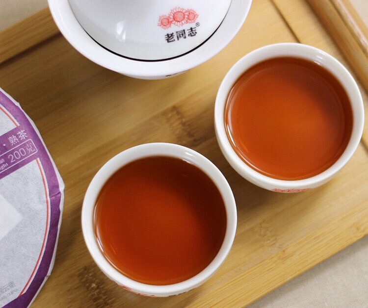 Yunnan Haiwan”Lao Tong Zhi” 908 Menghai Pu Erh Tea Cake 141 Puer Cooked Tea 200g
