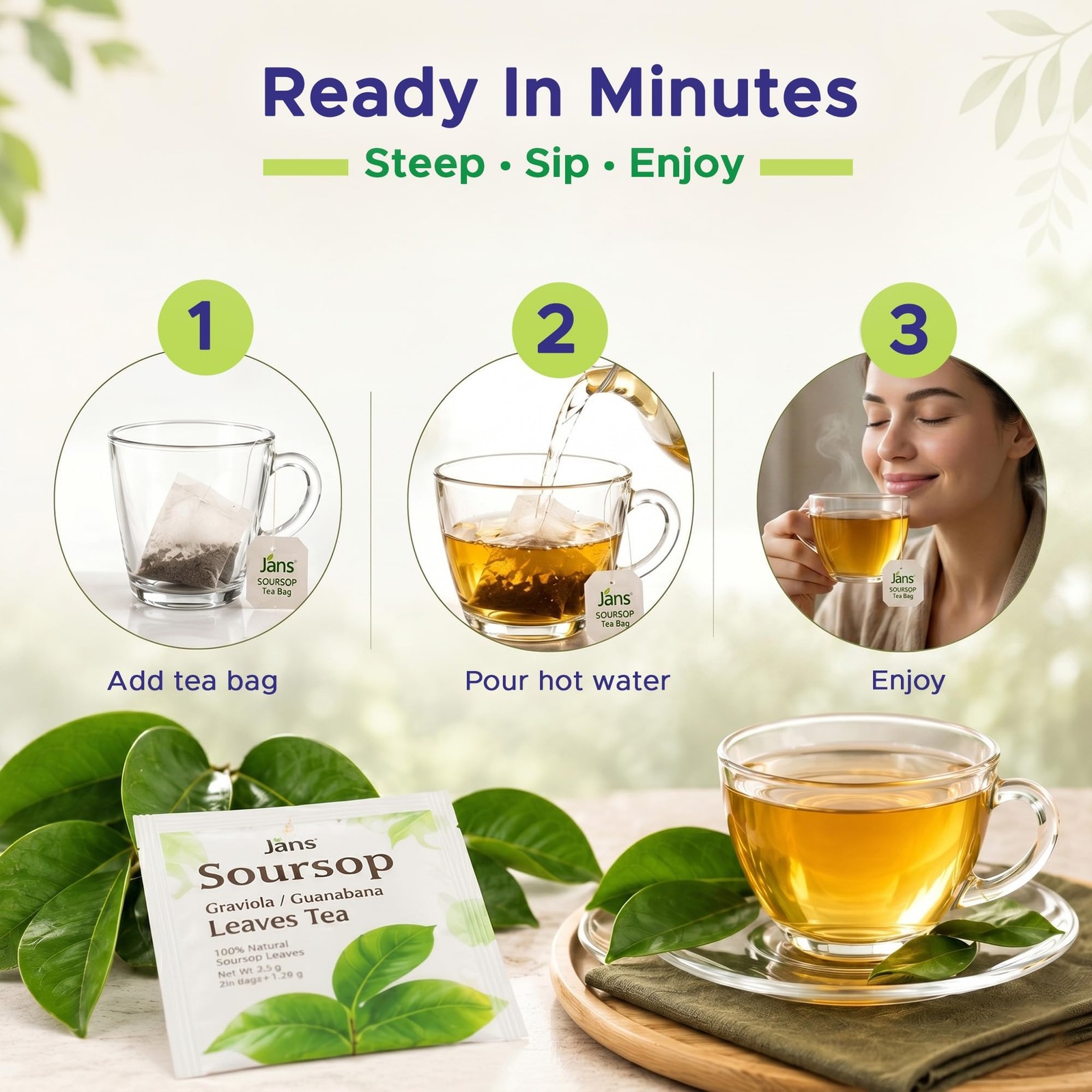 Soursop Tea Bags 25 Count | 100% Natural Soursop Leaves | Caffeine Free Sour …