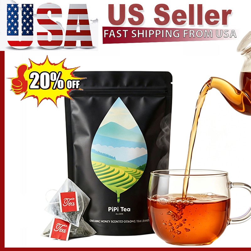 PiPi Tea Organic Oolong Tea Bags – Whole Leaf, 20 Bags (4g Each) – Cortisol & Ca