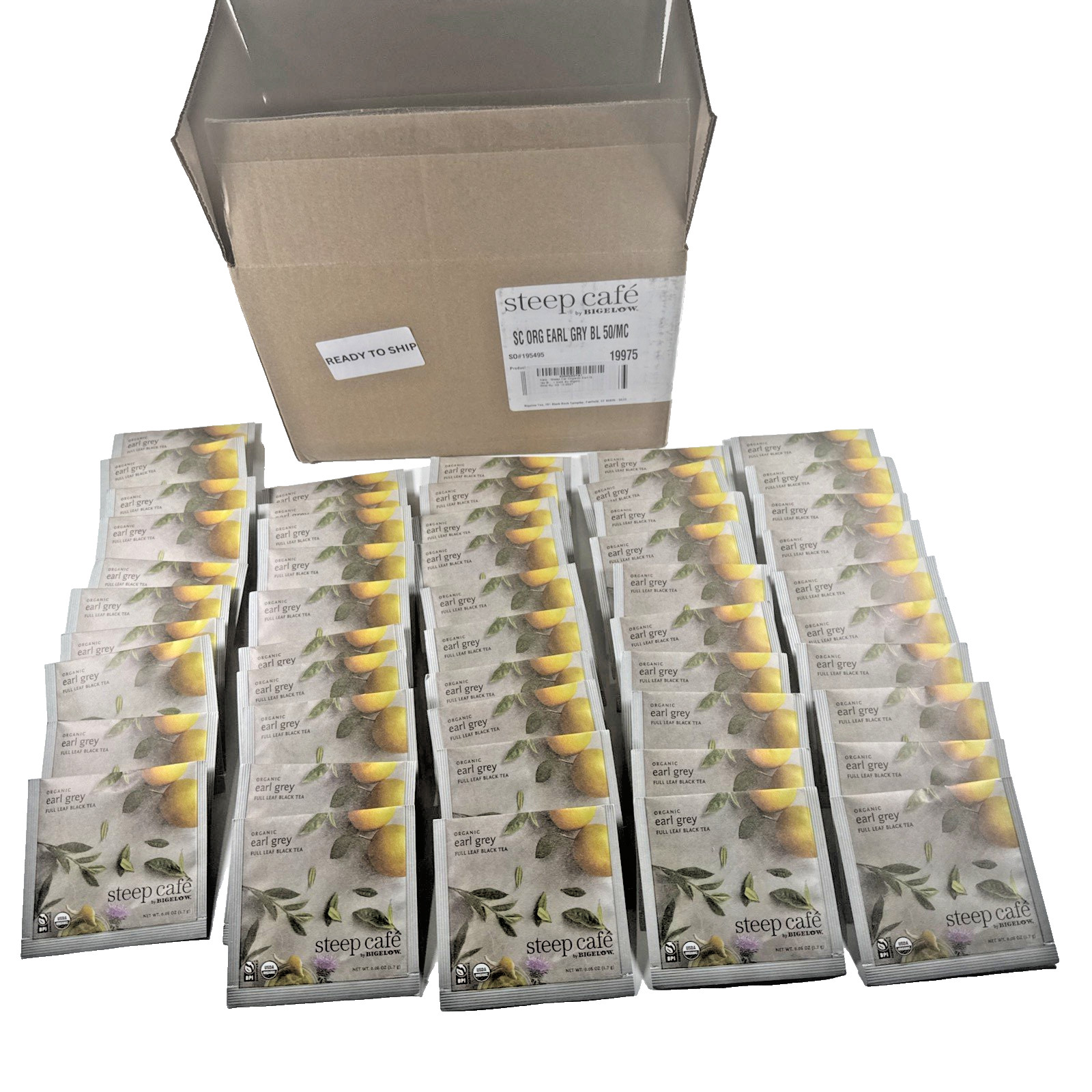NEW 50 Individual SEALED Bags Steep By Bigelow Café Organic EARL GRAY