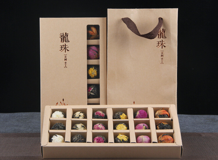 Yunnan Raw Pu’er Scented Tea 120g (18pcs) Handmade Dragon Ball Flowers Gift Box