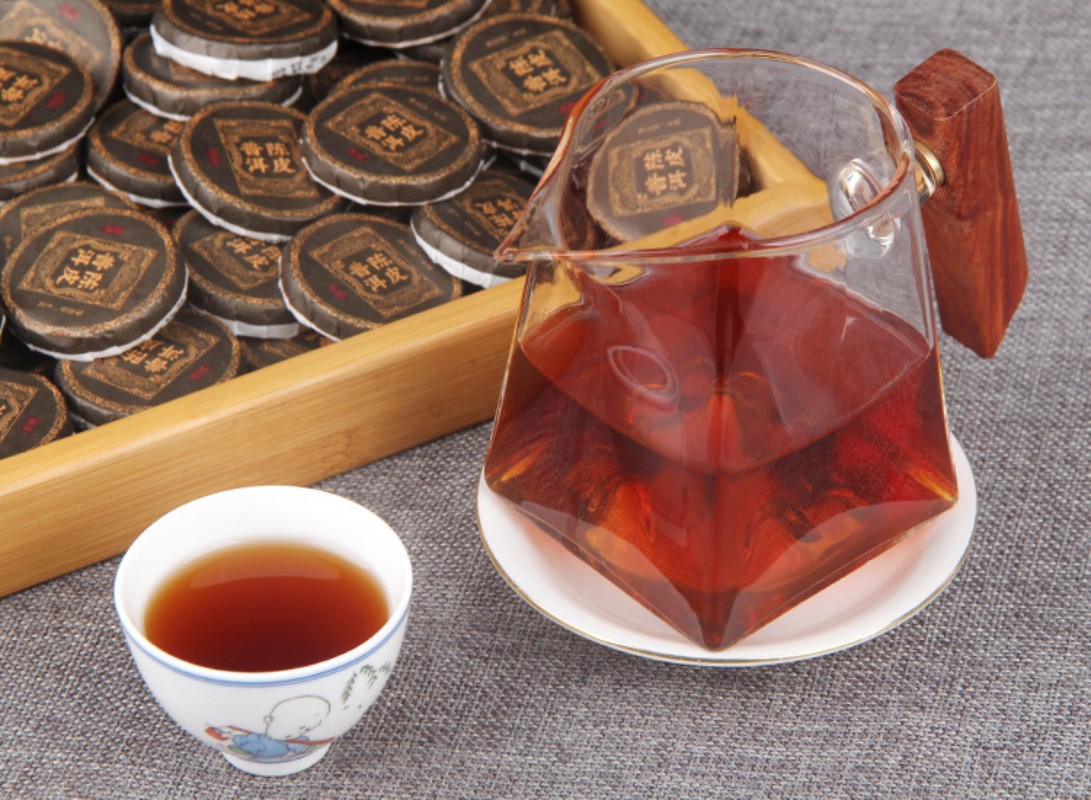 500g Yunnan Tangerine Peel mellow aroma Pu’er Tea Ripe Tea Bulk Mini Tea Cake