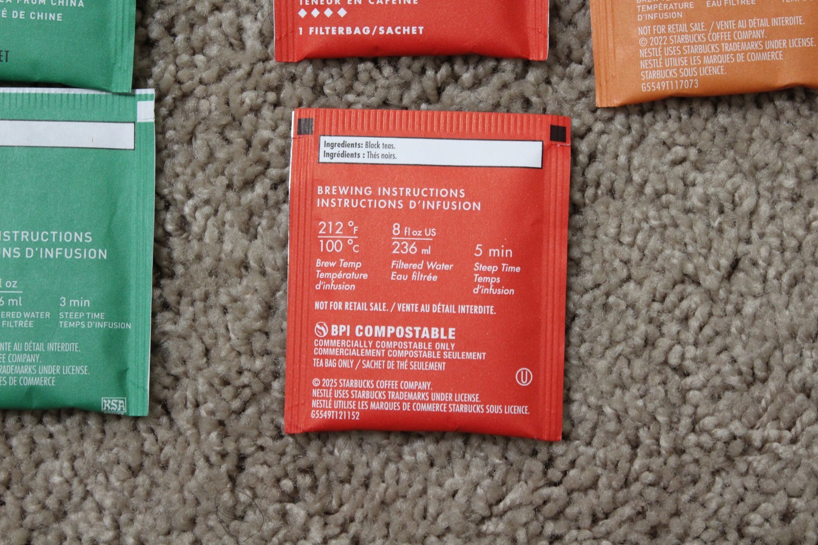 STARBUCKS TEAVANA Tea Bag Lot of 41 Sachets Mix of 5 Flavors for Tea Lovers