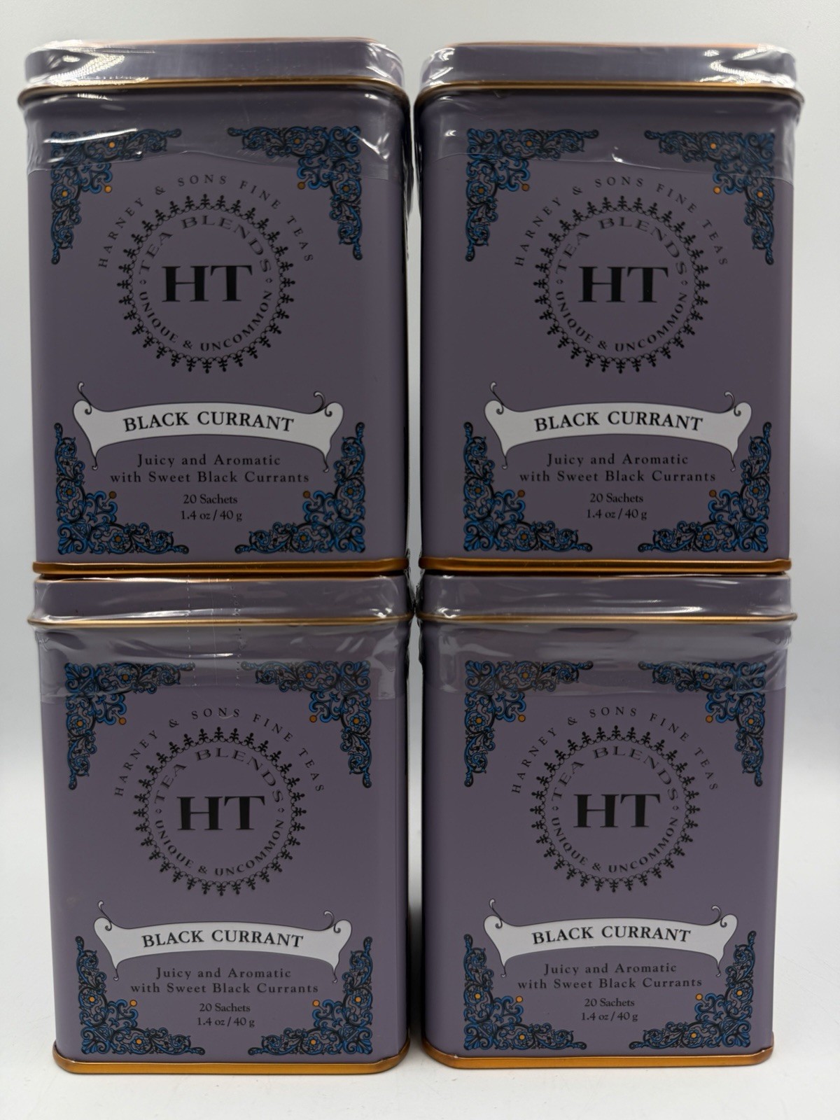 4 Harney & Sons Caffeinated Black Currant Tea , 80 Sachets (Best By 1/10/26)