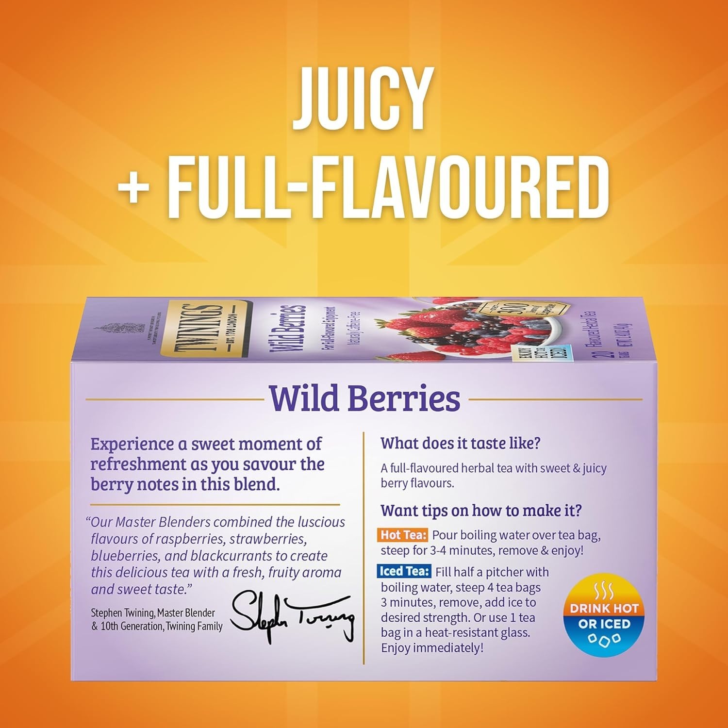 New Twinings Herbal Wild Berries Bagged Tea, 20 Count | Free Shipping Worldwide