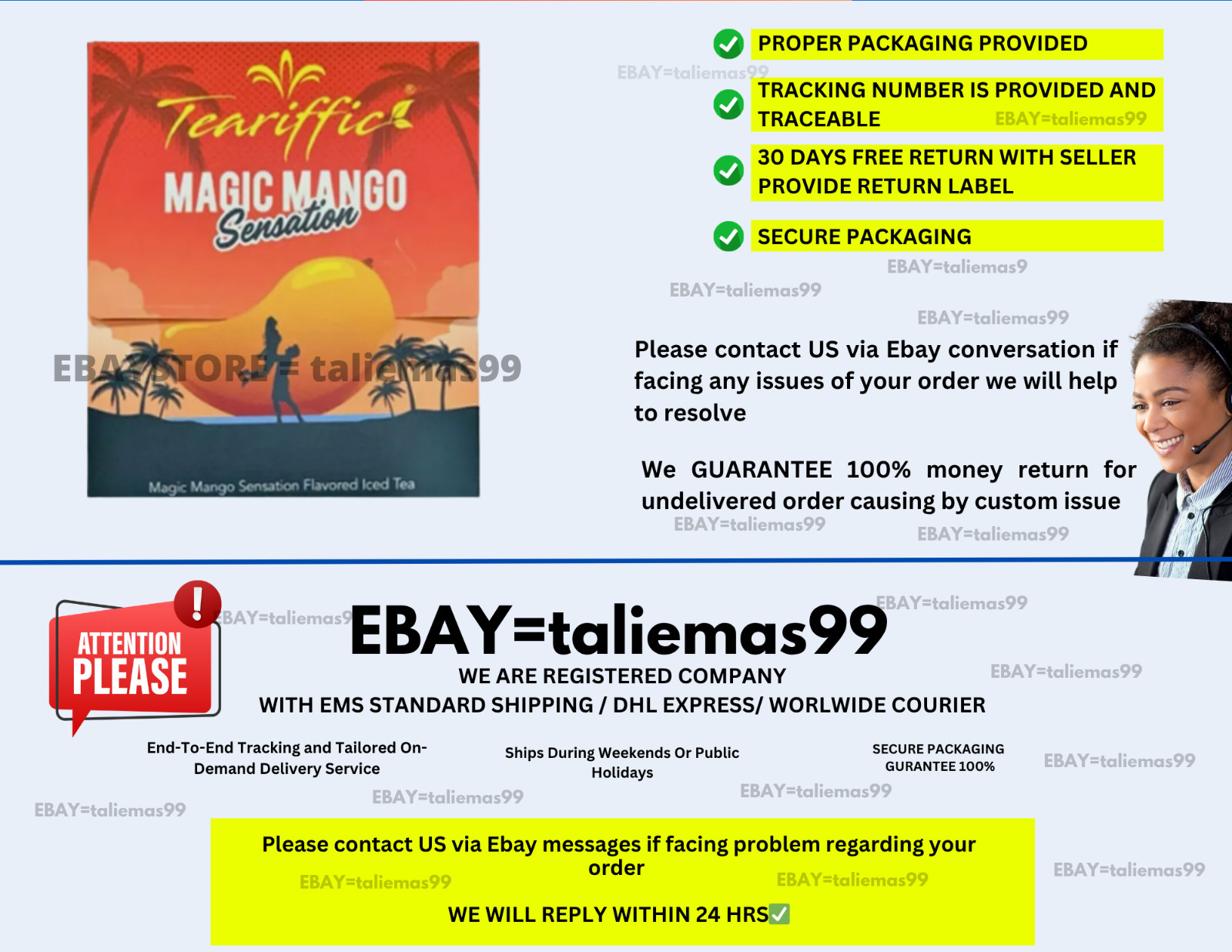 Teariffic Magic Mango Sensation Sexual Men Herb Energy Coffee 1 Box (12 Sachets)