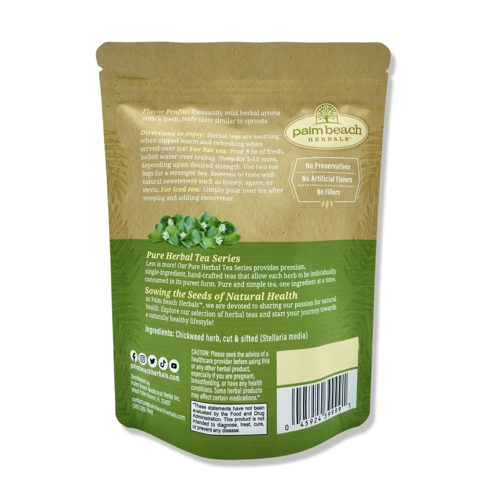 Chickweed Tea by Palm Beach Herbals | 30ct, Caffeine-Free