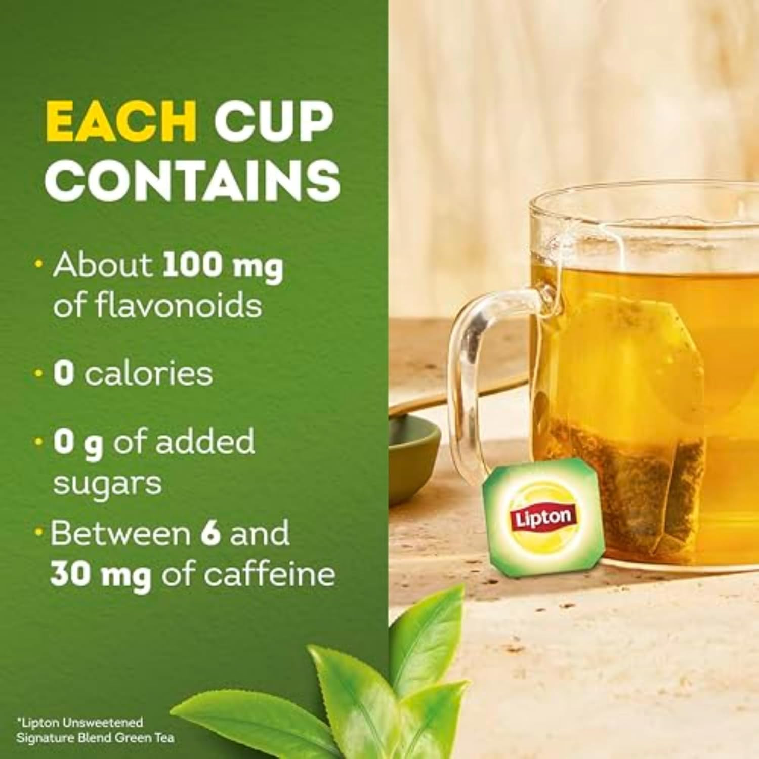 Signature Blend Green Tea Bags Unsweetened 40 Ct Hot or Iced Tea with Caffeine