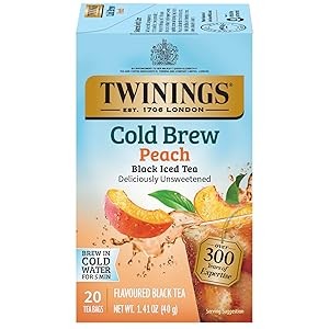 Peach Cold Brew Iced Tea Bags, 20 Count (Pack of 1), Unsweetened Flavoured