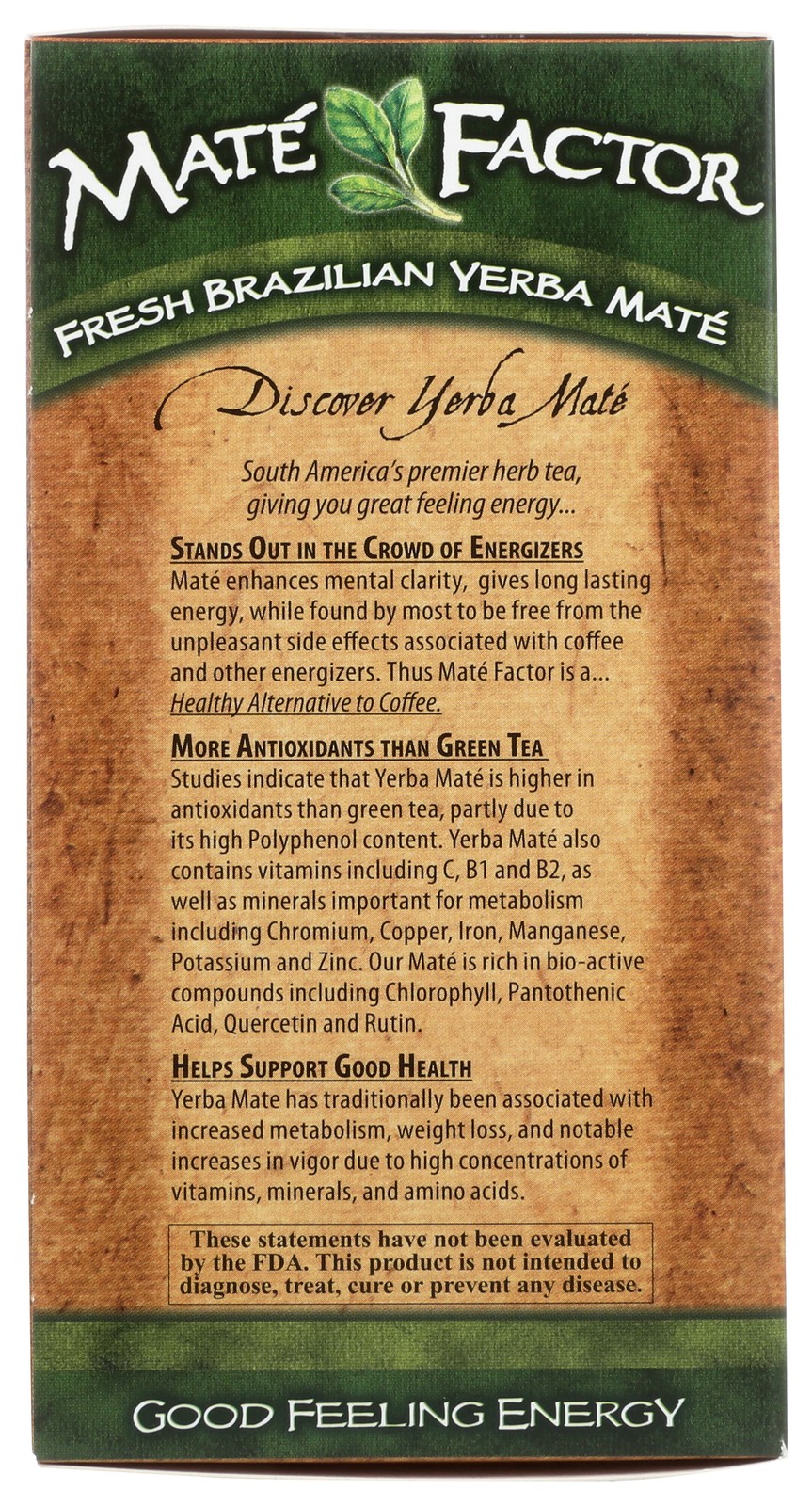 Mate Factor Dark Roast Organic Yerba Tea Bags 20 Count Bag 3 Pack