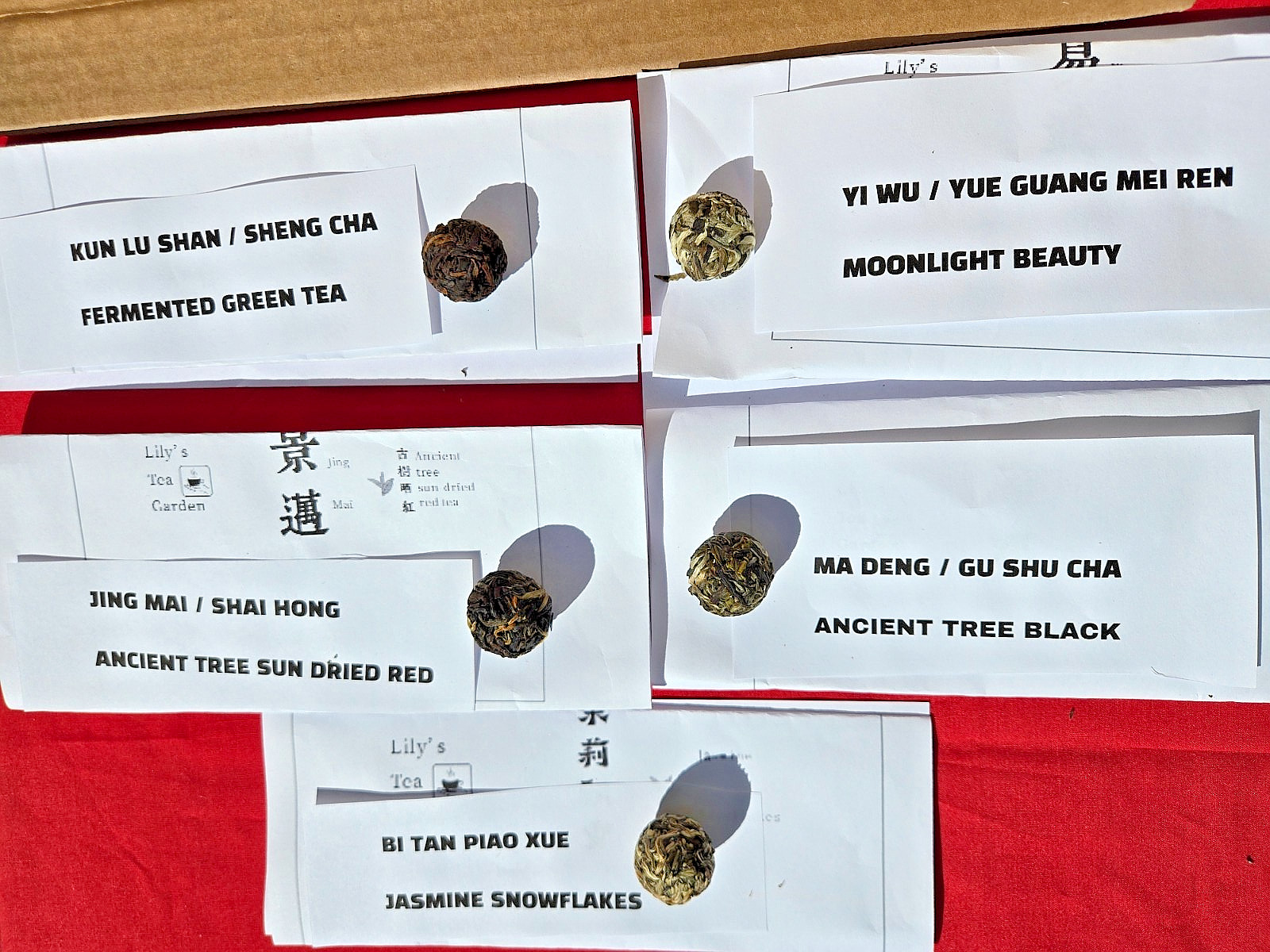 YUNNAN PU’ER DRAGON BALL TEAS HANDROLLED 5 FLAVORS PACK of 10 .3oz $5 FREE SHIP