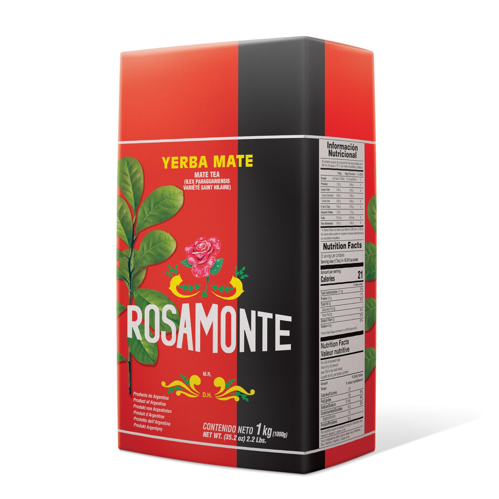 Rosamonte Traditional Yerba Mate Con Palo With Stems 1kg 2.2lbs