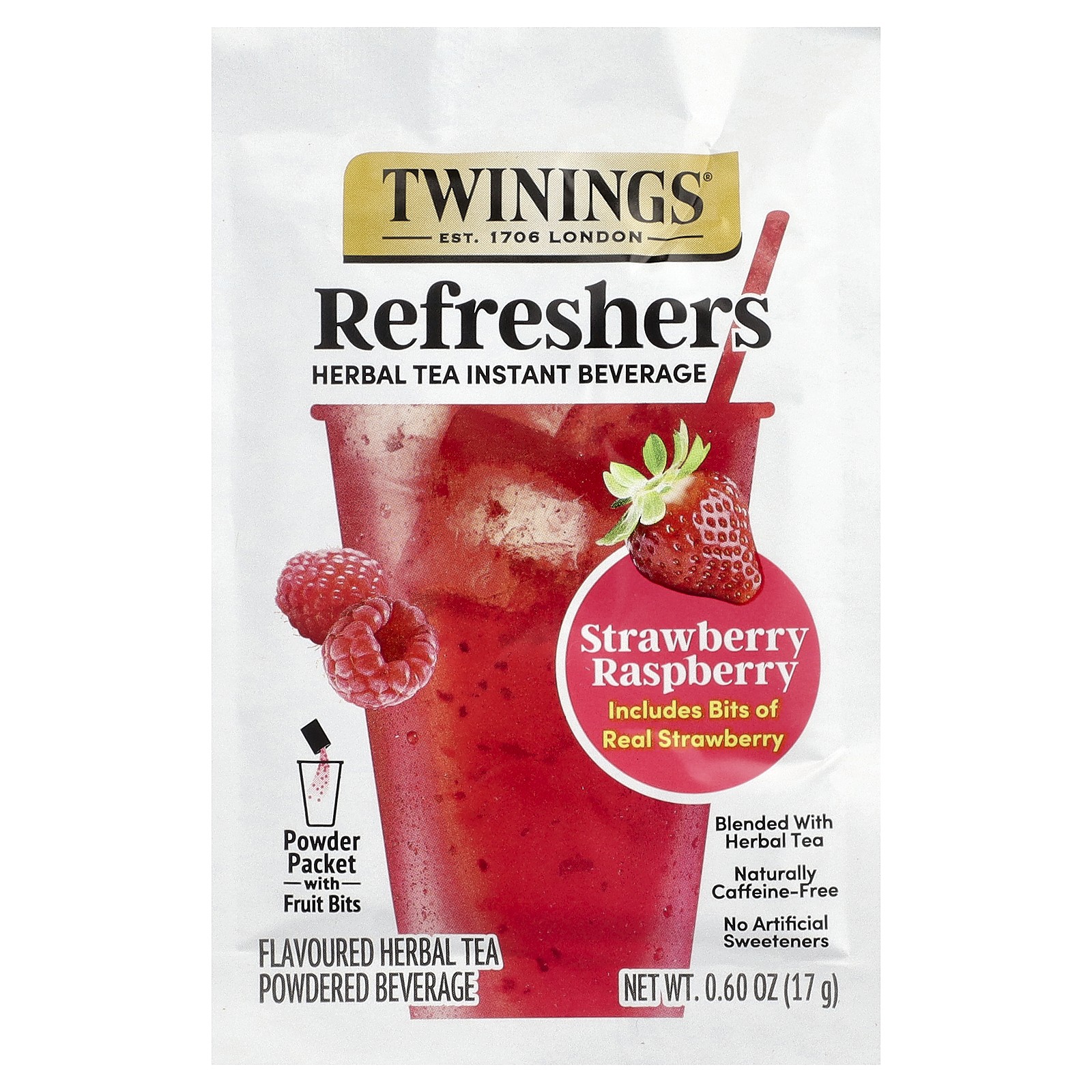 Refreshers, Herbal Tea Instant Beverage, Strawberry Raspberry, Caffeine Free, 5