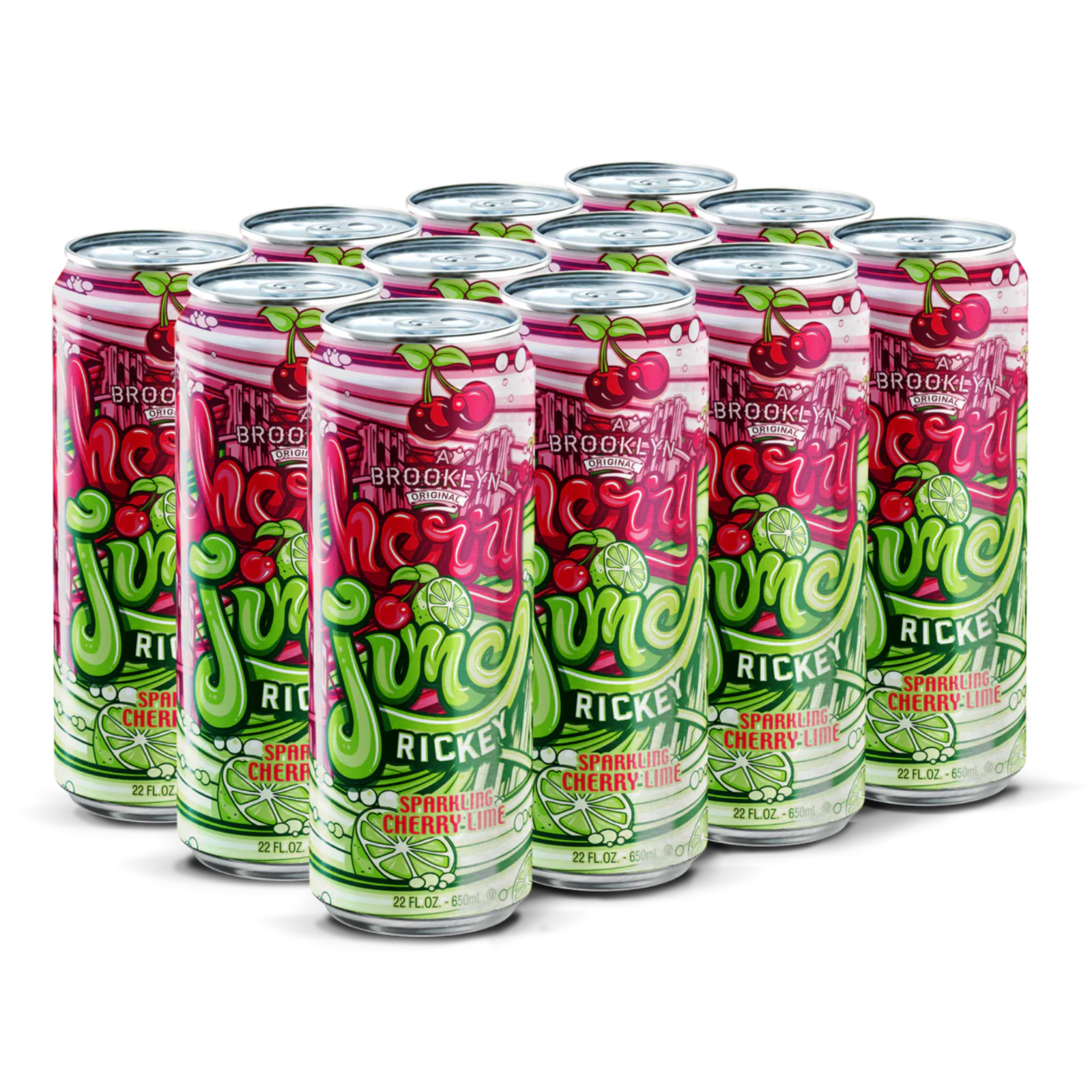 24x Cans Arizona Cherry Lime Rickey Sparkling Juice Soda 22oz Big Can Bulk Case