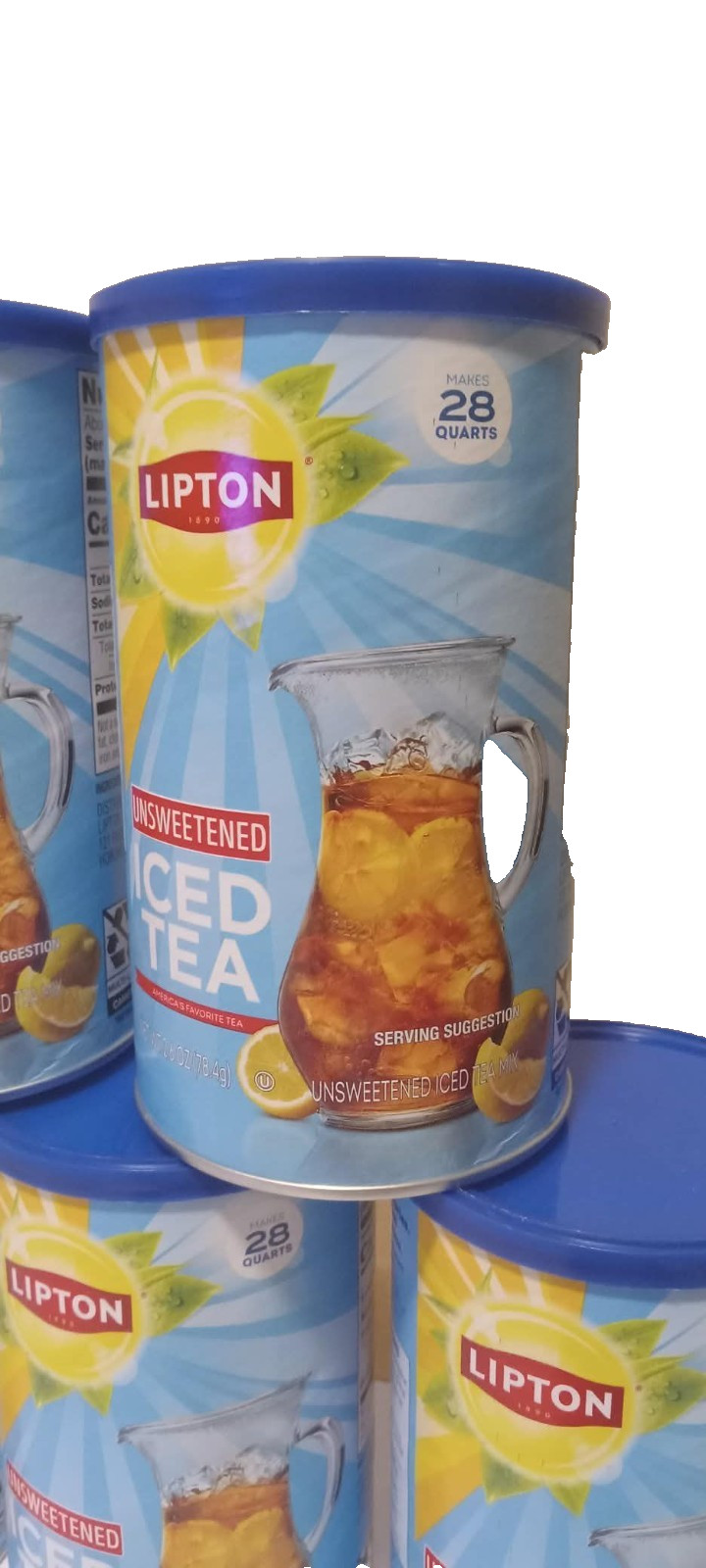 5 PACK NEW Lipton Unsweetened Instant Iced Tea 28 Quarts EXP 4/27 Free Shipping