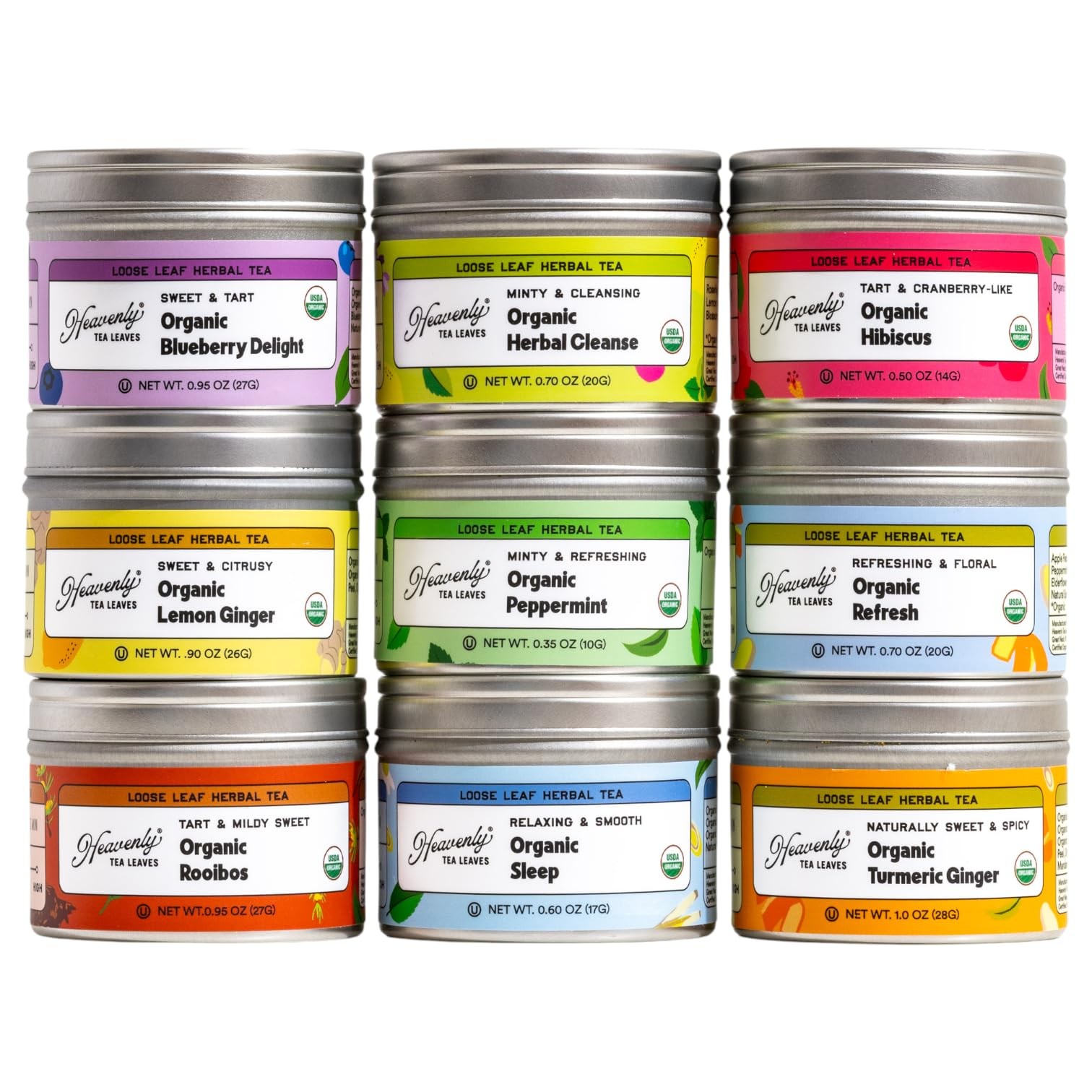 Heavenly Tea Leaves Organic Herbal Loose Leaf Tea Sampler Gift Set