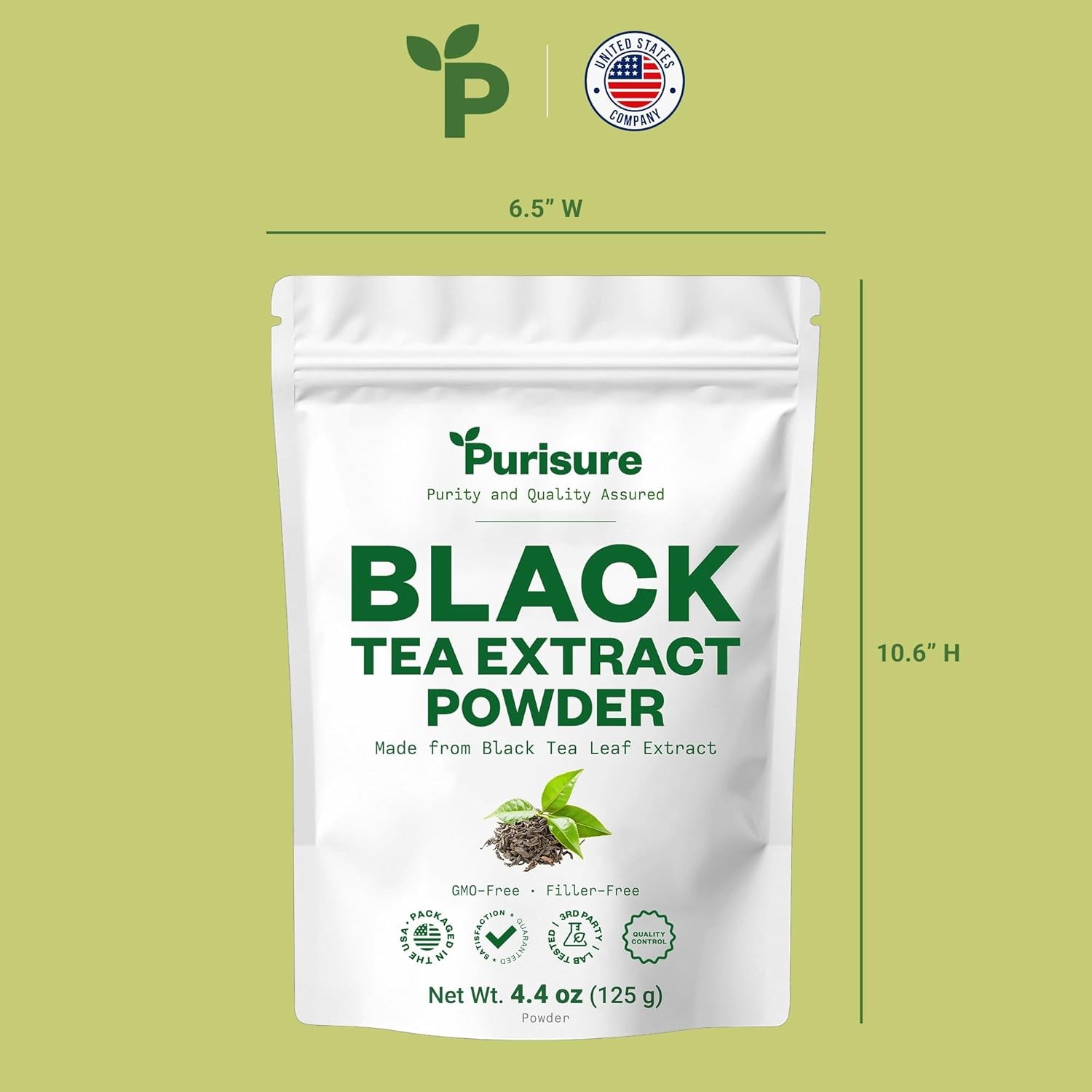 Purisure Instant Black Tea Powder 125g, No Added Sugar Dissolves Easily 125 Uses