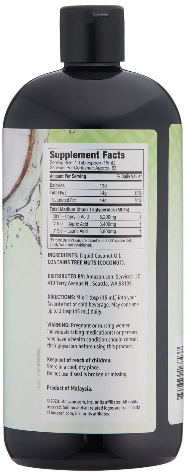 Amazon Brand – Solimo MCT Liquid Coconut Oil, 32 fl oz (Pack of 1)