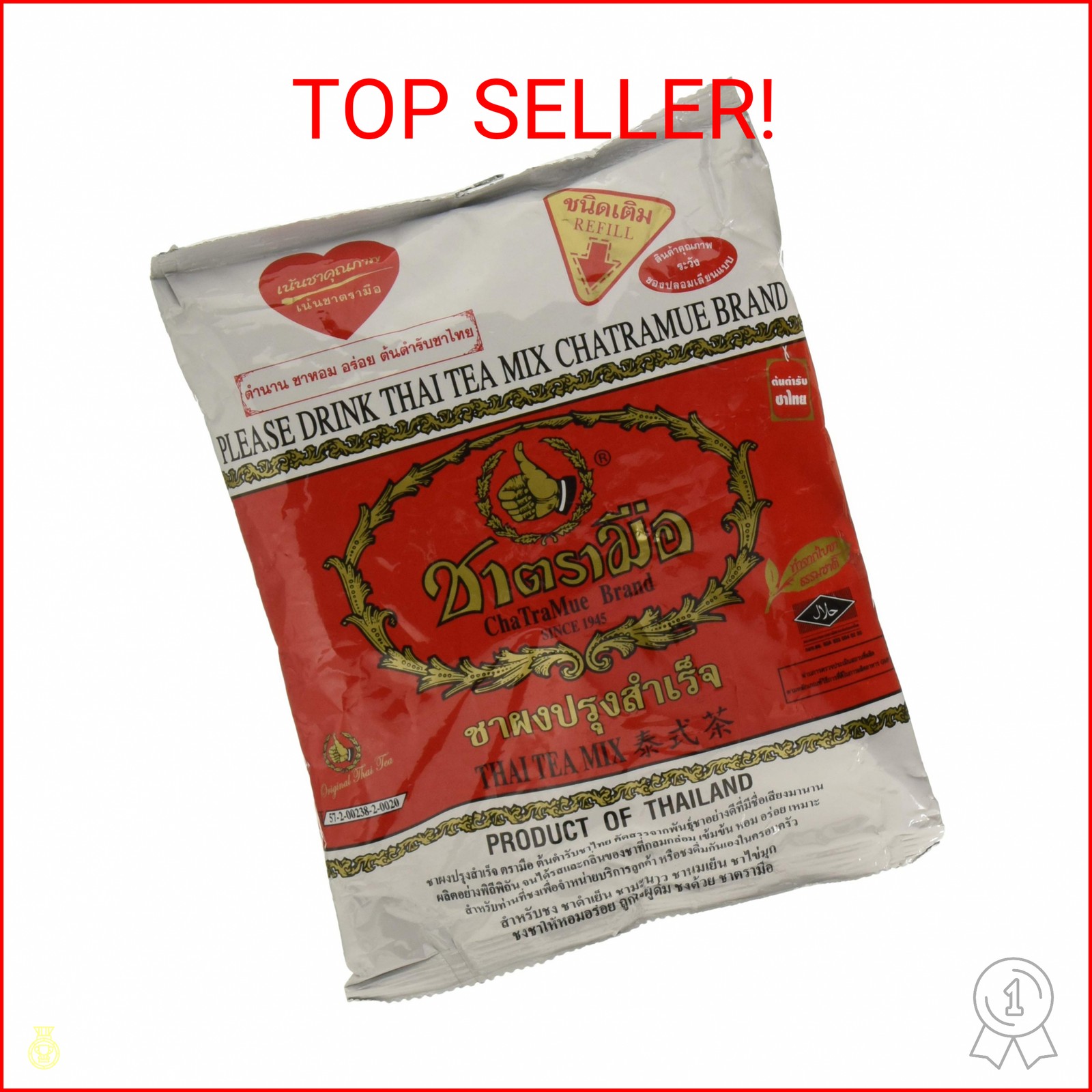 Number-One ChaTraMue Original Thai Iced Tea Mix 400g Bag, Pack of 1