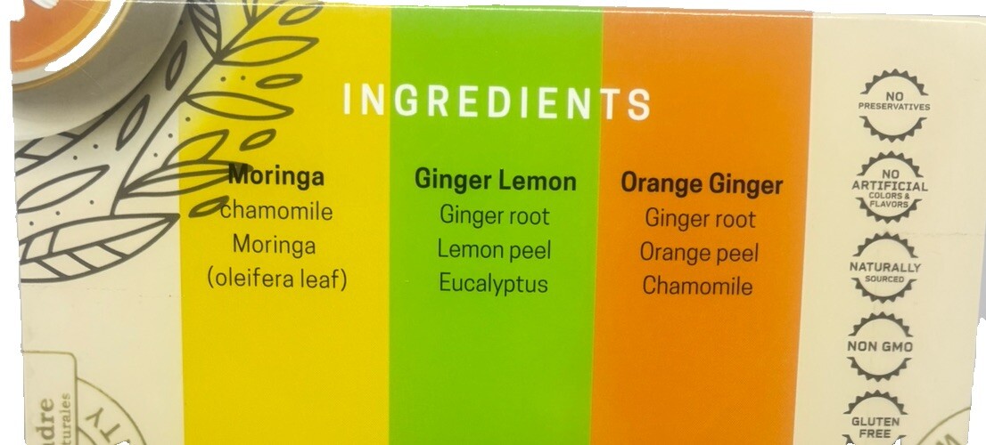 Tierra Madre /HERBAL TEA /Immunity /BUNDLE 3 / 12 TEA BAGS/Orange Ginger/Moring