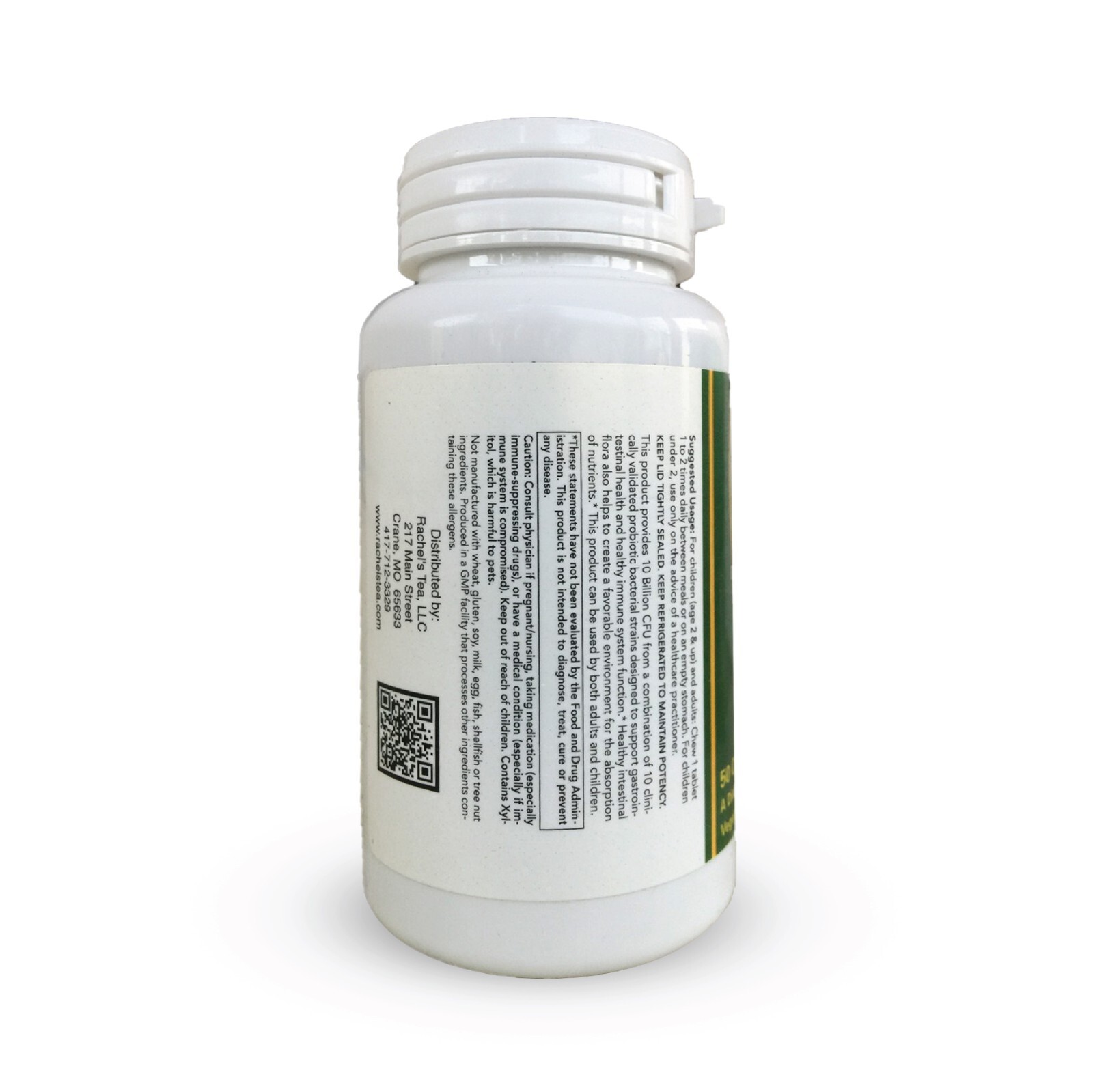 (30 Bags/60 Cups) Rachel’s Digestive Tea + Berry Chewable 10 Billion strains