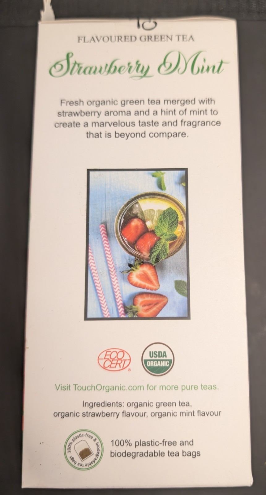 Touch Organic Strawberry Mint Green Tea 40 Tea Bags Best By 06/13/2027