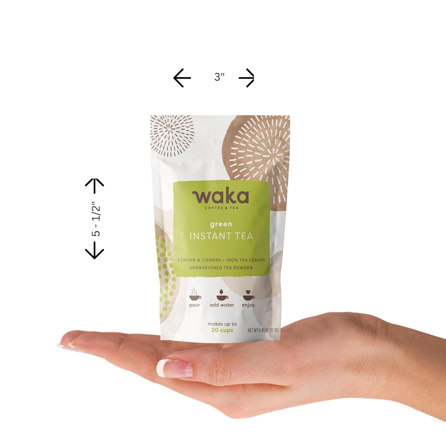 Instant Green Tea Powder – Unsweetened for Hot & Iced Tea, 20 Cups